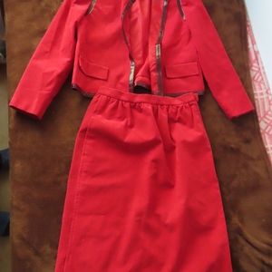 rare vintage esther wolf leather suede skirt dress suit sz 8